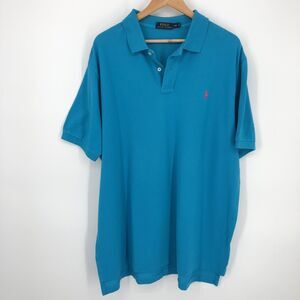 Polo Ralph Lauren Shirt Mens 2XL Blue Classic Fit Short Sleeve Pony Golf Casual‎